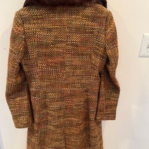 Marciano women’s tweed coat with fur collar